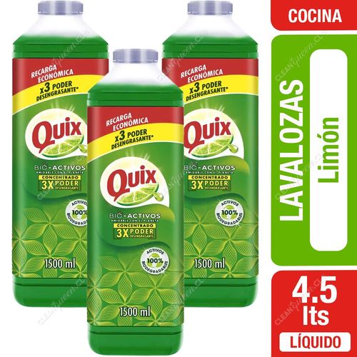 Quix Lavaloza Bio Activos Concentrado Limón Recarga 3 x 1.5 L