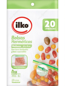 Ilko Bolsa Hermética Cierre Deslizable Mediana 18 x 20 cm 20 un