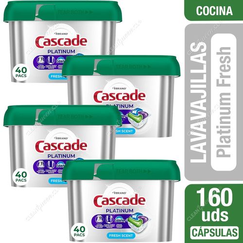 Cascade Detergente Lavavajillas Cápsulas Platinum Fresh 4 x 40 un