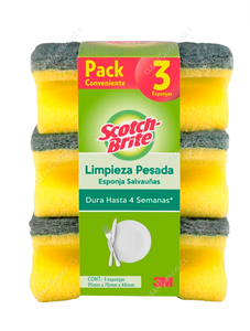Scotch-Brite Esponja Acanalada Limpieza Pesada 3 un