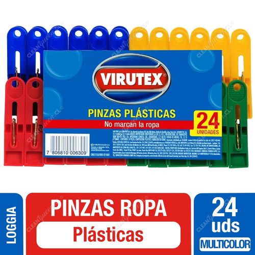 Virutex Pinzas Plásticas para Ropa 24 un