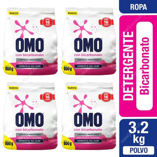 Omo Detergente Polvo Matic Bicarbonato Bolsa 4 x 800 g