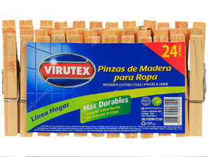 Virutex Pinzas de Madera para Ropa 24 un