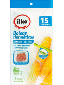 Ilko Bolsa Hermética Cierre Deslizable Grande 27 x 28 cm 15 un