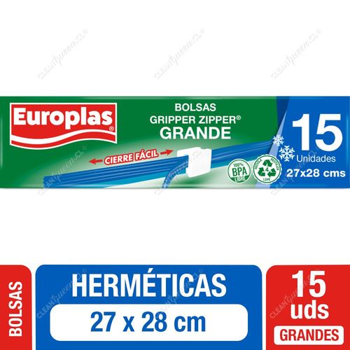 Europlas Bolsas Herméticas Gripper Zipper Grandes 15 un