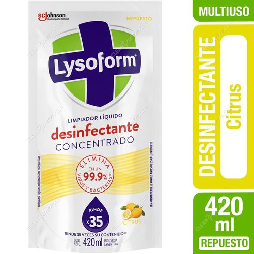 Lysoform Desinfectante Líquido Concentrado Citrus Repuesto 420 ml