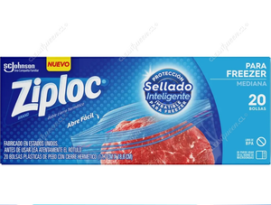 Ziploc Bolsas Multiuso para Freezer Cierre Fácil Medianas 20 un
