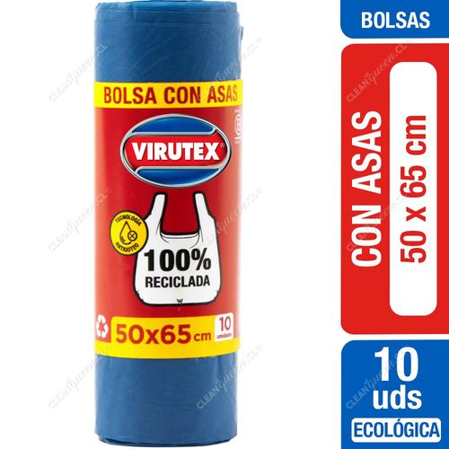 Virutex Bolsas de Basura Ecológicas con Asas 50 x 65 cm 10 un
