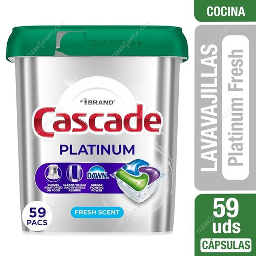 Cascade Detergente Lavavajillas Cápsulas Platinum Fresh 59 un