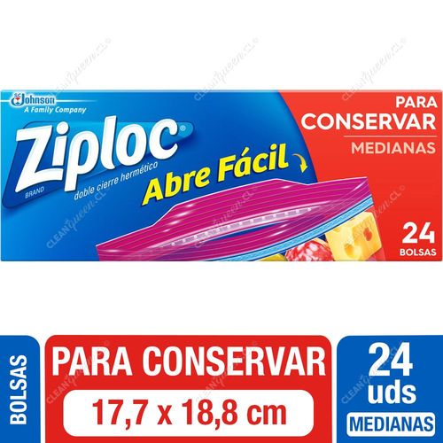 Ziploc Bolsas Multiuso para Conservar Cierre Fácil Medianas 24 un