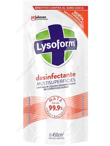 Lysoform Desinfectante Líquido Multisuperficies Repuesto 450 cc