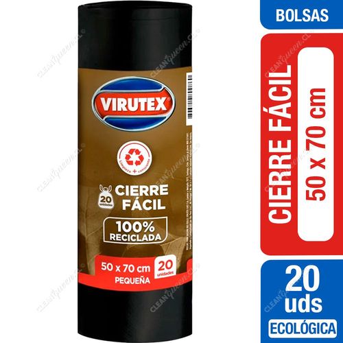 Virutex Bolsas de Basura Ecológicas Pequeña Cierre Fácil 50 x 70 cm 20 un