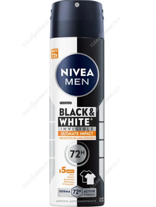 Nivea Desodorante Aerosol Hombre Men Black & White Ultimate Impact Invisible 150 ml