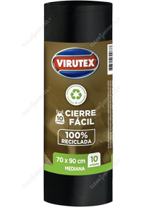 Virutex Bolsas de Basura Ecológicas Mediana Cierre Fácil 70 x 90 cm 10 un