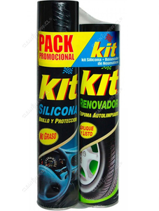 Kit Silicona Aerosol 420 cc + Renovador Espuma 360 cc Automóvil Pack