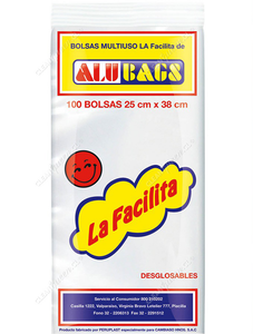 La Facilita Bolsas Multiuso Transparente Mediana 25 x 38 cm 100 un