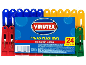 Virutex Pinzas Plásticas para Ropa 24 un