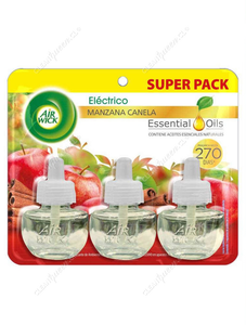 Air Wick Repuesto Aromatizante Ambiental Eléctrico Manzana y Canela Super Pack