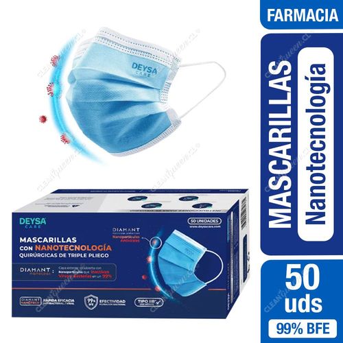 Deysa Care Mascarillas 3 Pliegues Diamond Nanocoat 50 un