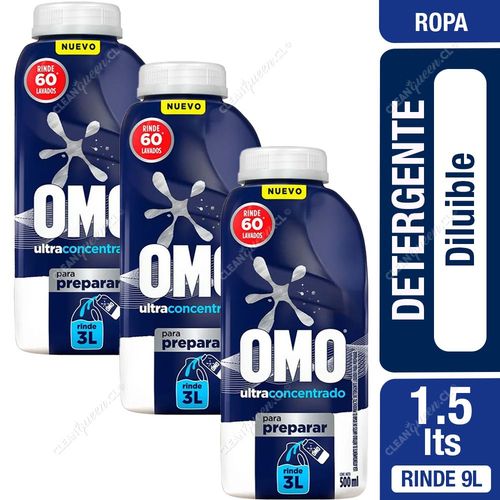 Omo Detergente Líquido Ultra Power Diluible 3 x 500 ml