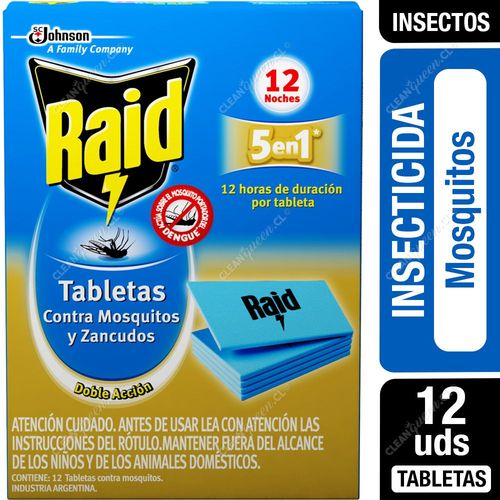 Raid Insecticida Tabletas Mosquitos y Zancudos 12 un