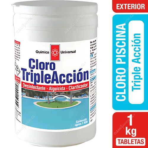 Química Universal Cloro Piscina Triple Acción Tabletas 1 kg
