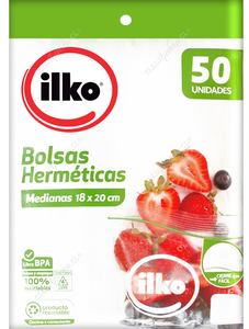 Ilko Bolsa Hermética Cierre Fácil Mediana 18 x 20 cm 50 un