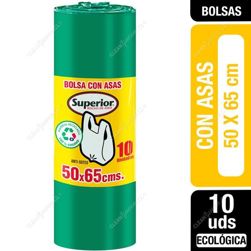 Superior Bolsas de Basura Ecológicas con Asas 50 x 65 cm 10 un