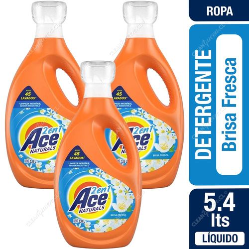 Ace Detergente Líquido Naturals Brisa Fresca 3 x 1.8 L