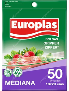 Europlas Bolsas Herméticas Gripper Zipper Medianas 50 un