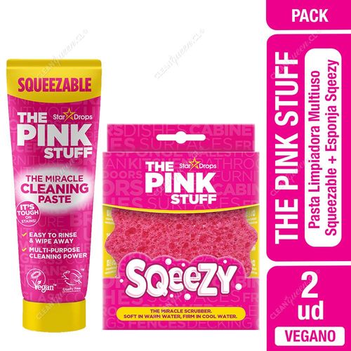 Pack Pasta Limpiadora Multiuso Squeezable The Pink Stuff 300 g + Esponja Sqeezy The Pink Stuff 1 un