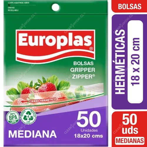 Europlas Bolsas Herméticas Gripper Zipper Medianas 50 un