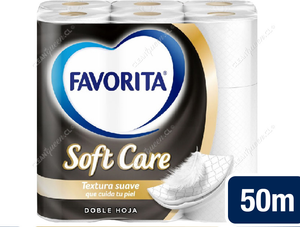 Favorita Papel Higiénico Soft Care Doble Hoja 50 m 16 un