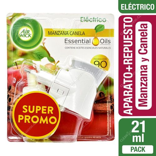 Air Wick Aparato + Repuesto Aromatizante Ambiental Eléctrico Manzana y Canela 21 ml