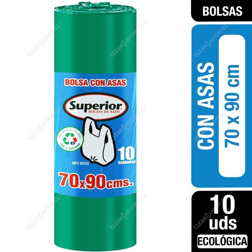 Superior Bolsas de Basura Ecológicas con Asas 70 x 90 cm 10 un