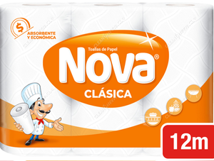 Nova Toalla de Papel Clásica Doble Hoja 12 m 3 un