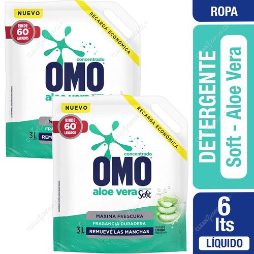 Omo Detergente Líquido Soft Aloe Vera Doypack 2 x 3 L