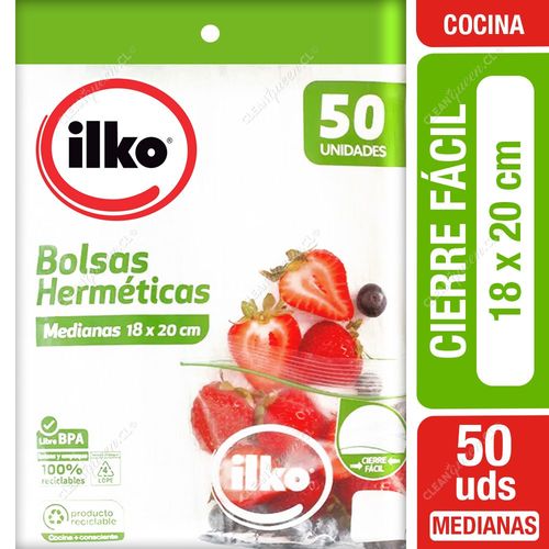 Ilko Bolsa Hermética Cierre Fácil Mediana 18 x 20 cm 50 un