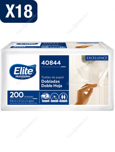 Elite Toalla Papel Professional Interfoliada Doble Hoja 18 x 200 un