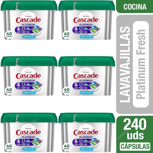 Cascade Detergente Lavavajillas Cápsulas Platinum Fresh 6 x 40 un