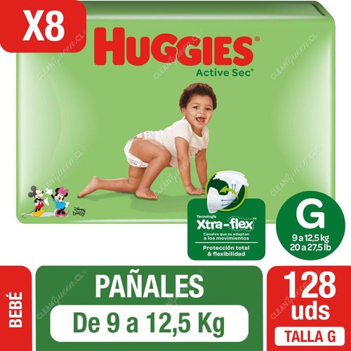 Huggies Pañales Active Sec Talla g 128 un