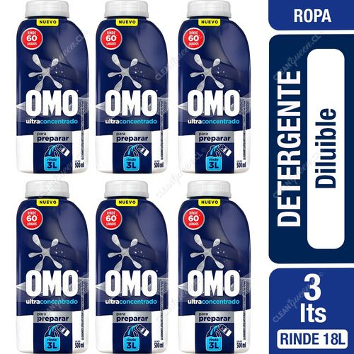 Omo Detergente Líquido Ultra Power Diluible 6 x 500 ml