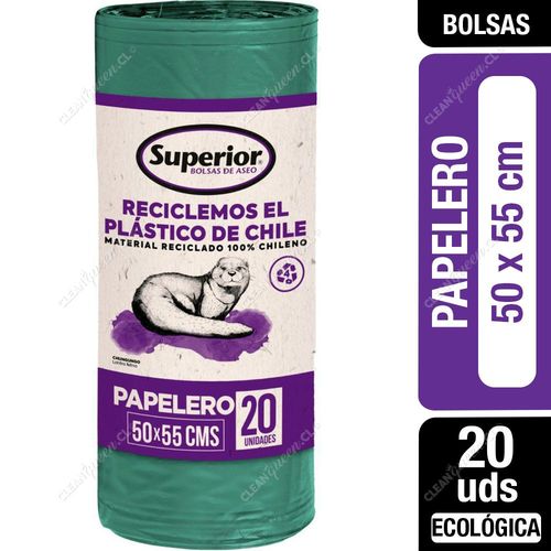 Superior Bolsas de Basura Ecológicas Papelero 50 x 55 cm 20 un
