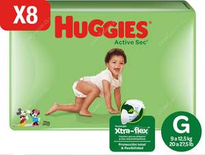 Huggies Pañales Active Sec Talla g 128 un