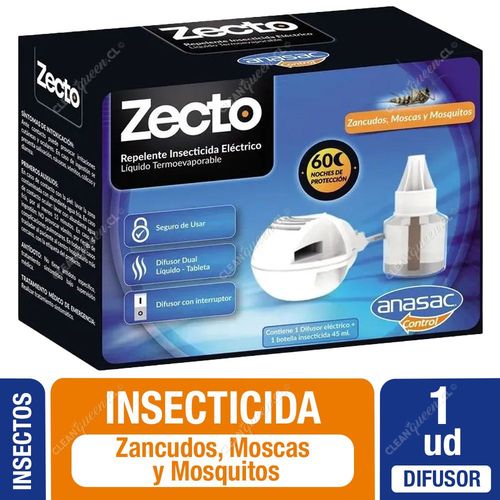 Insecticida Zecto Eléctrico Líquido Zancudos, Moscas y Mosquitos Aparato + Repuesto