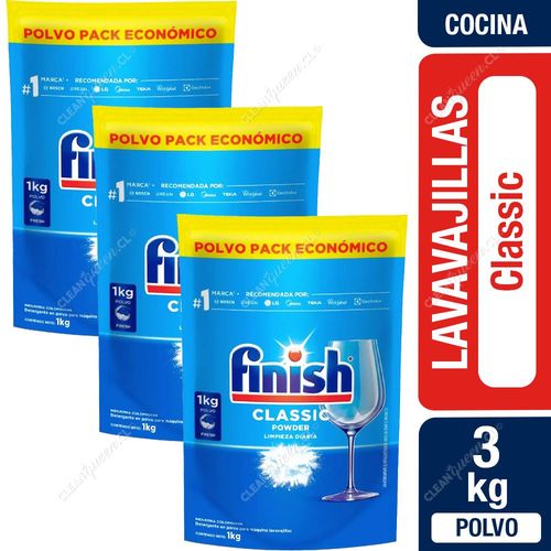 Finish Detergente Lavavajillas Polvo Pack Económico 3 x 1 kg