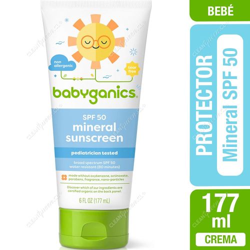 Protector Solar Crema SPF 50 Babyganics Hipoalergénico 177 ml