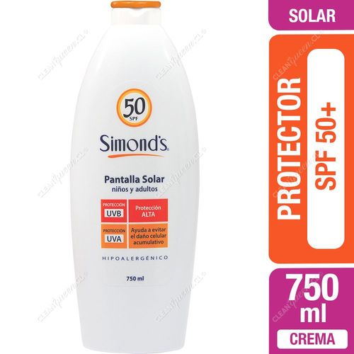 Protector Solar Crema SPF 50+ Hipoalergénico Simond's 750 ml