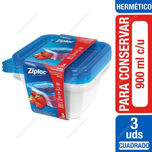 Recipiente Hermético Para Conservar Ziploc 900 ml c/u 3 Unid