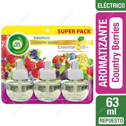 Repuesto Aromatizante Ambiental Eléctrico Air Wick Country Berries Super Pack